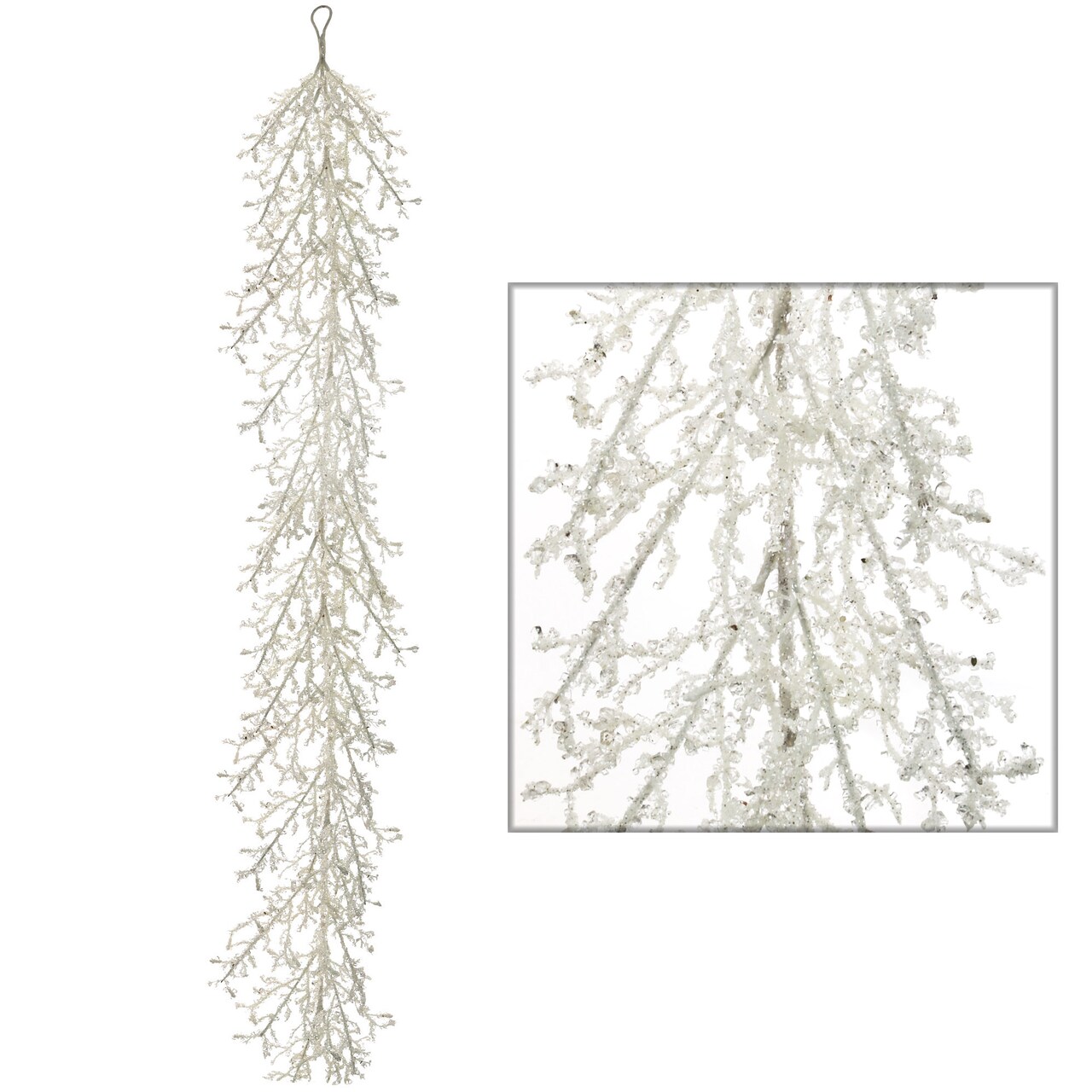 5ft White Iced Twig Garland | Holiday Garlands | Festive Centerpieces | Winter-Themed Accents | Home & Office Decor